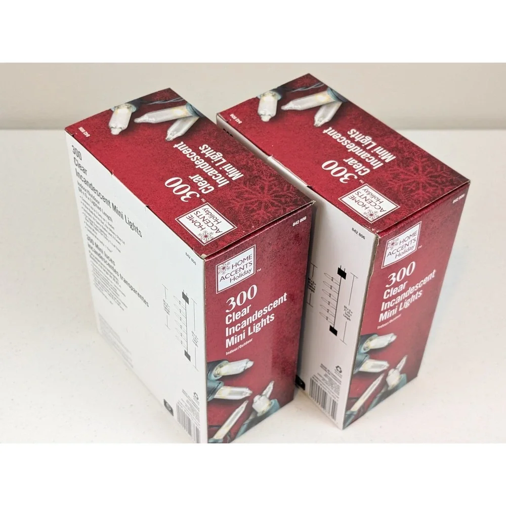 2 Pack Home Accents Holiday 300-Light Clear Incandescent 68ft Christmas Lights